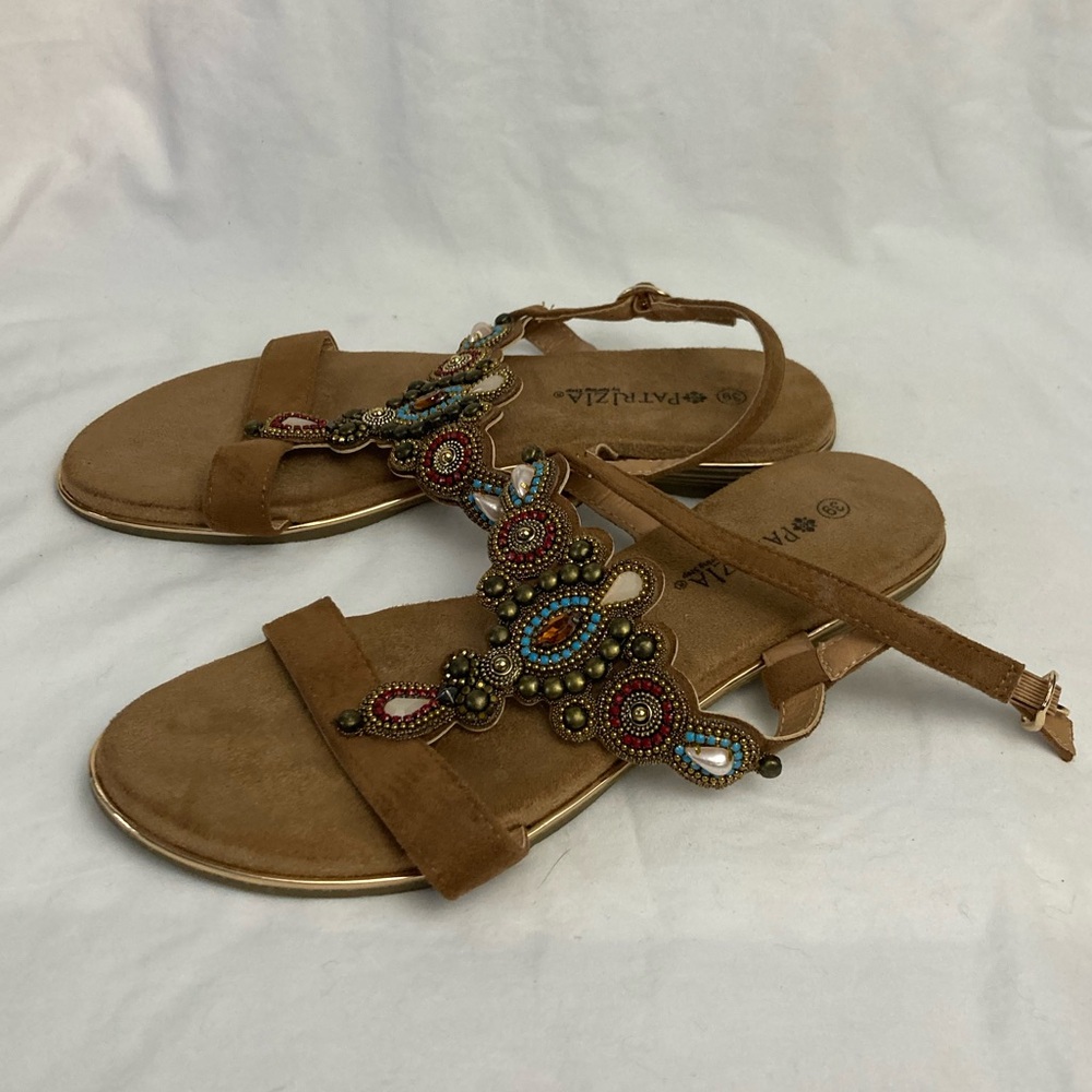 6-10 Patrizia Brown Sandals Beaded 39 8 8.5